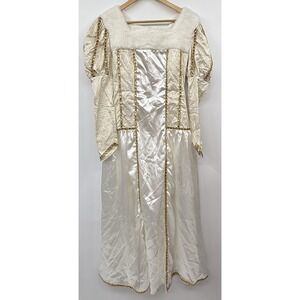 Snow Queen Costume Express Women's White Fur Collar Gold Trim Long SZ S/M Party
